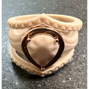 Rinfit Silicone Ring Nude Rose Gold Metal Frame & 2 Couture Stackable Rings Sz 9